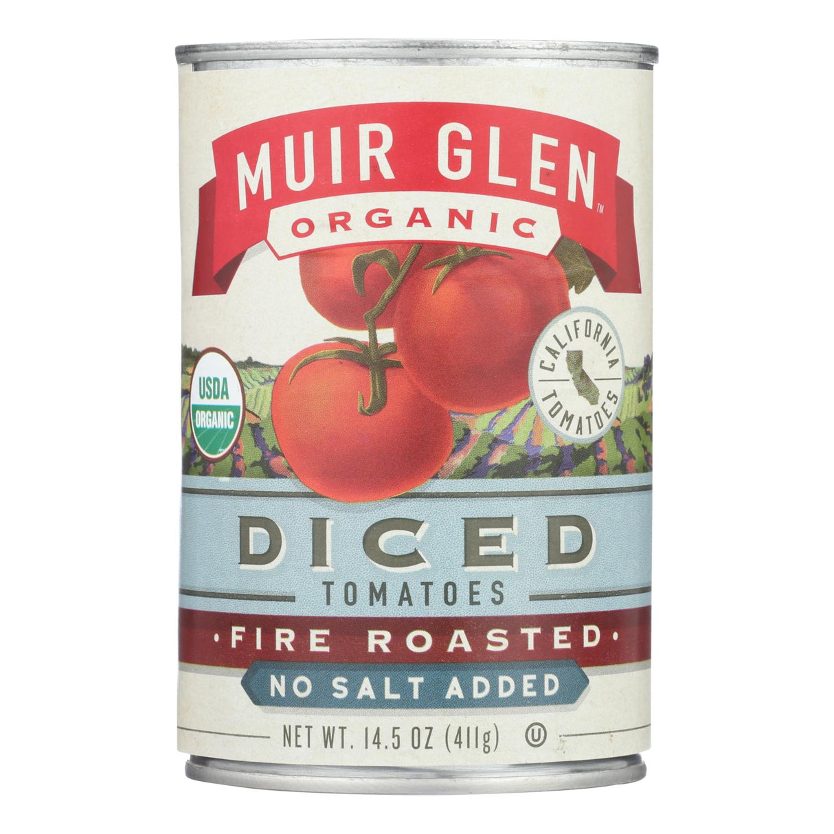 Muir Glen Salt-Free Fire-Roasted Diced Tomatoes, 12 x 14.5 Oz. Packs - Cozy Farm