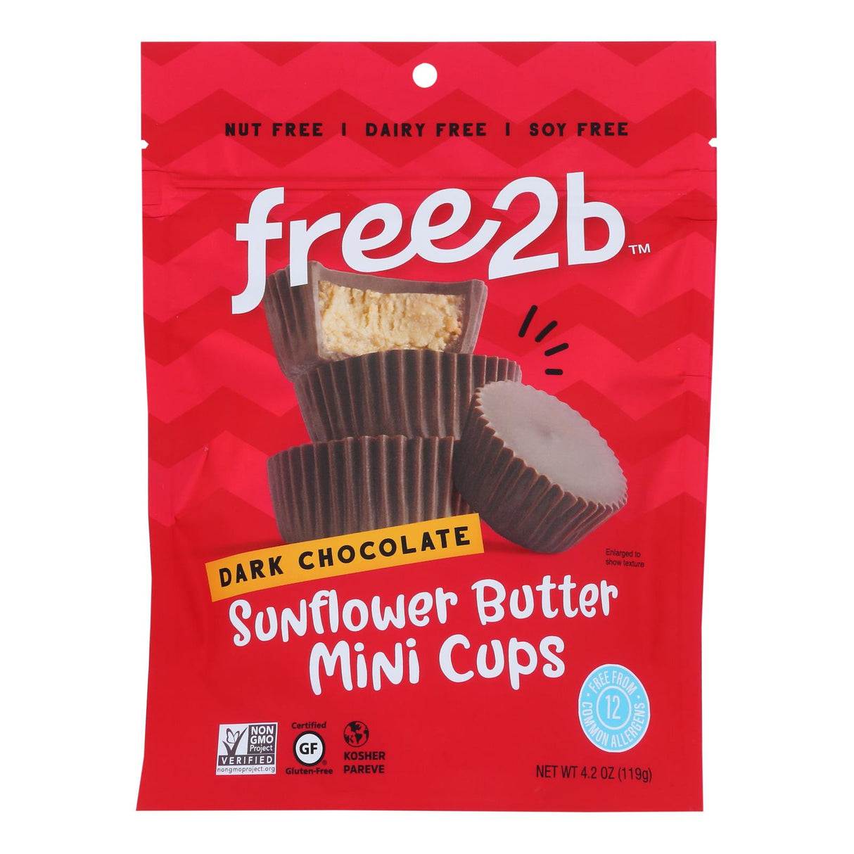 Free 2 B Sun Cups (Pack of 6) - Mini Dark Chocolate - 4.2 Oz - Cozy Farm