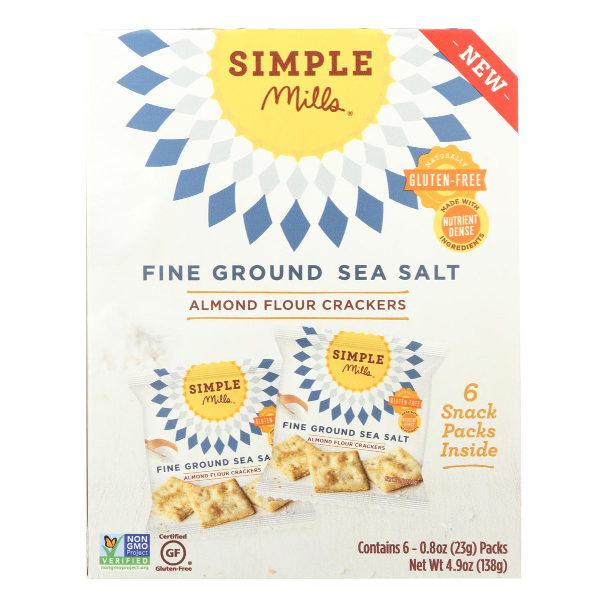 Simple Mills Almond Flour Crackers, Fine Ground Sea Salt (Pack of 6 - 4.9 Oz.) - Cozy Farm