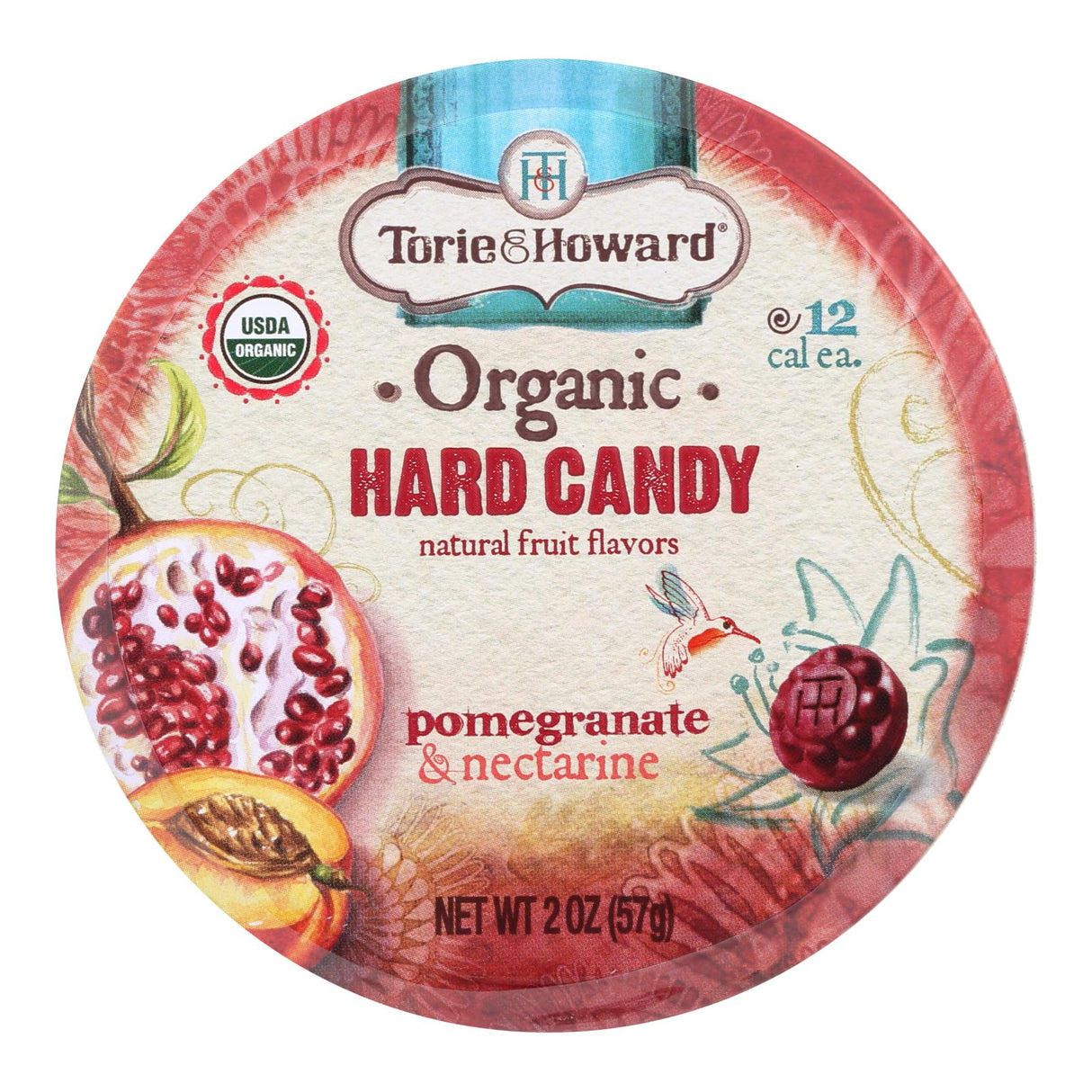 Torie and Howard Organic Hard Candy - Pomegranate & Nectarine, (2 Oz, Pack of 8) - Cozy Farm