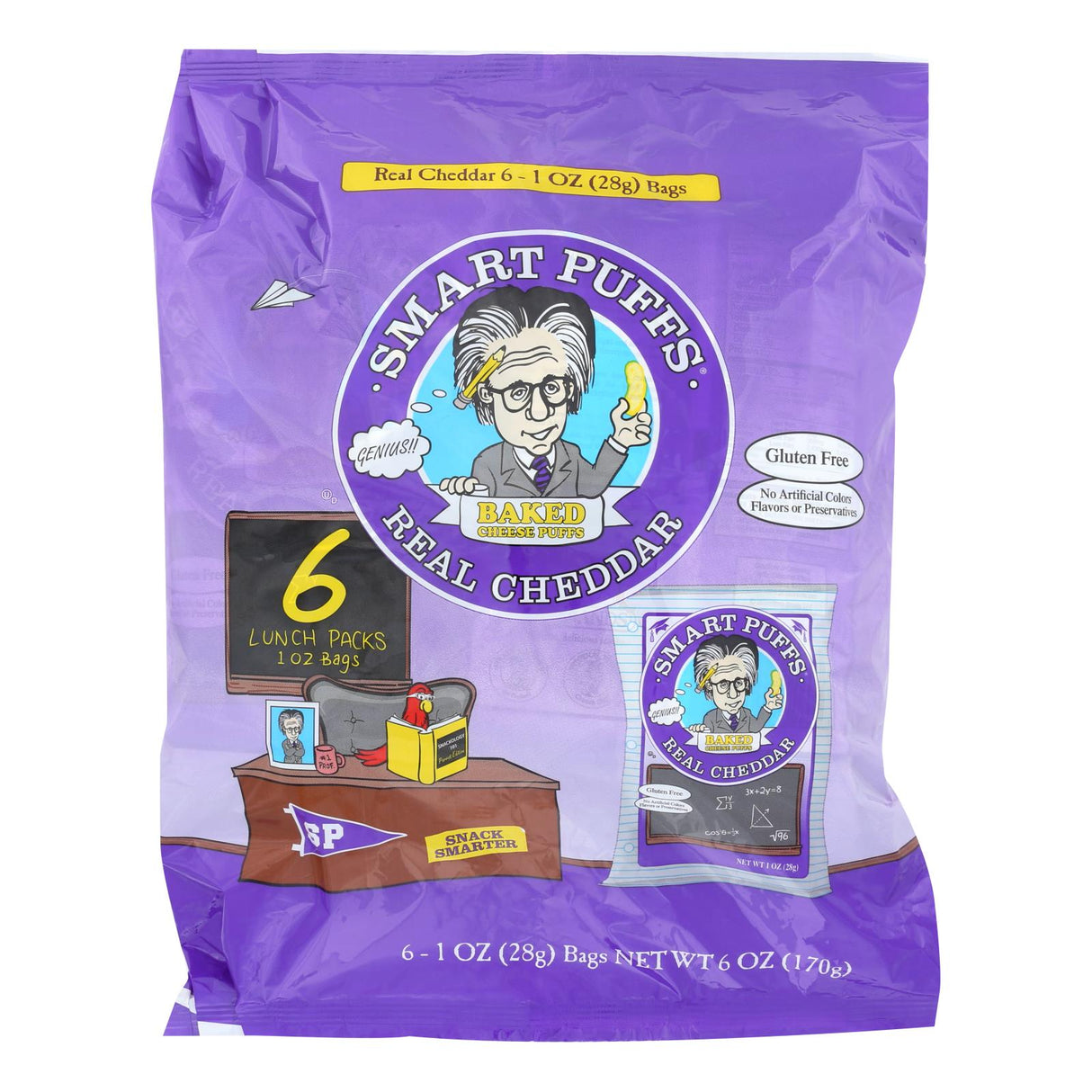 Smart Puffs Real Cheddar Baked Cheese Puffs 6/1 Oz. Snack Pack - Cozy Farm