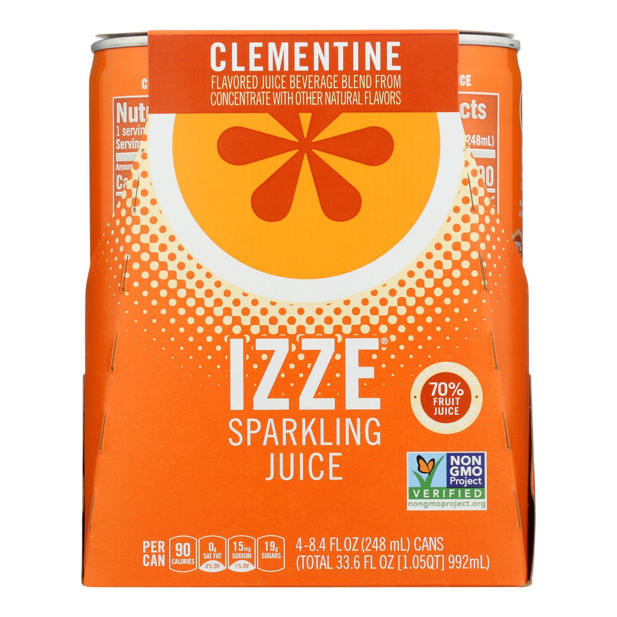Izze Sparkling Clementine, Refreshing Natural Flavor, 6 Pack, 4/8.4 Fl Oz. Cans - Cozy Farm