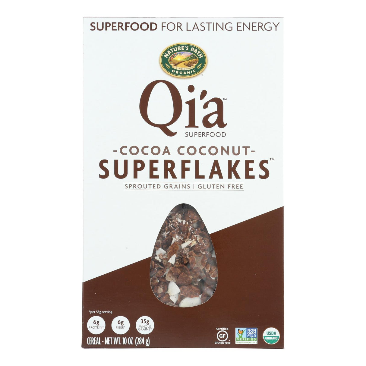 Nature's Path Organic Qi'a Superflakes: Cocoa Coconut Indulgence (Pack of 12) - Cozy Farm