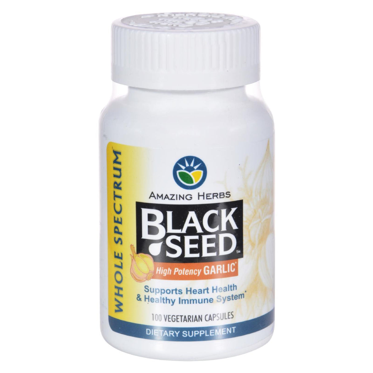Amazing Herbs Black Seed and Garlic Supplement, 100 Capsules - Cozy Farm