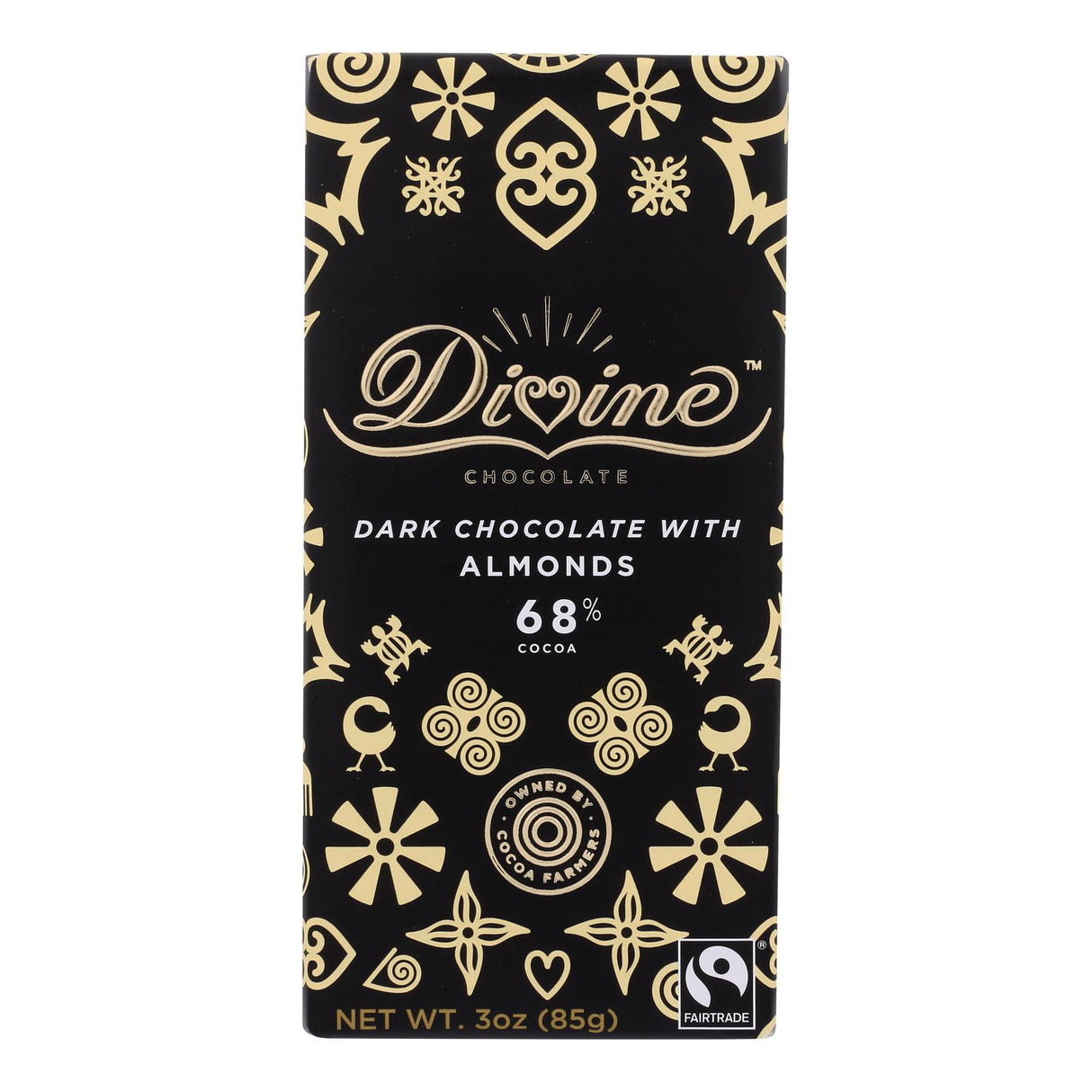 Divine Dark Chocolate Bar with Almonds (Pack of 12 - 3 Oz.) - Cozy Farm