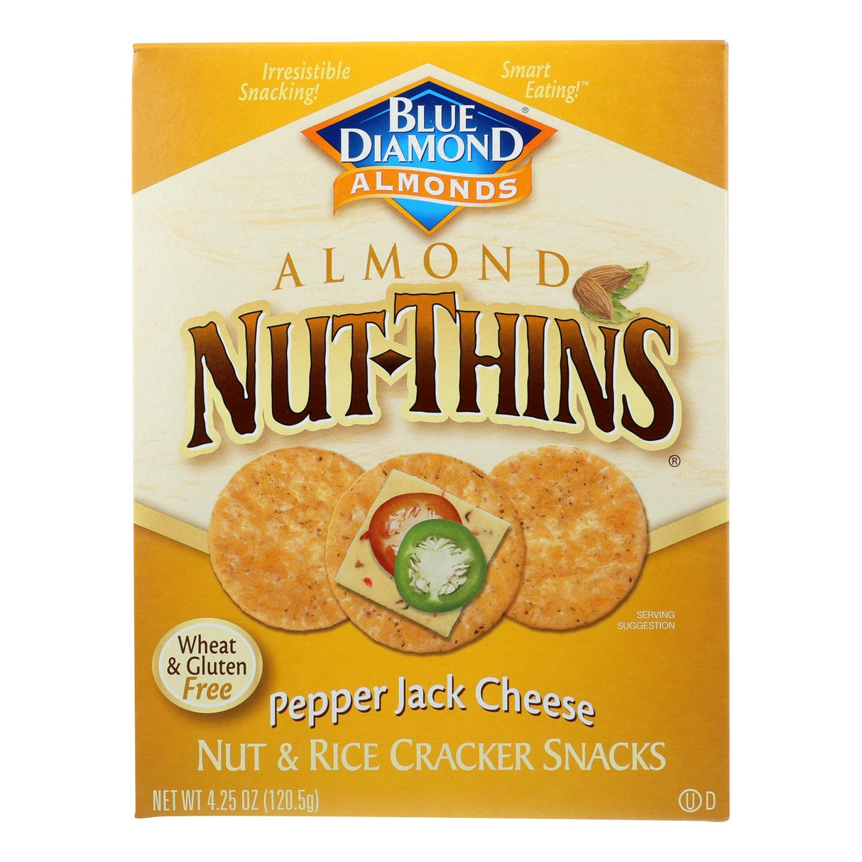 Blue Diamond Nut Thins Crackers Pepper Jack, 4.25 Oz, Pack of 12 - Cozy Farm