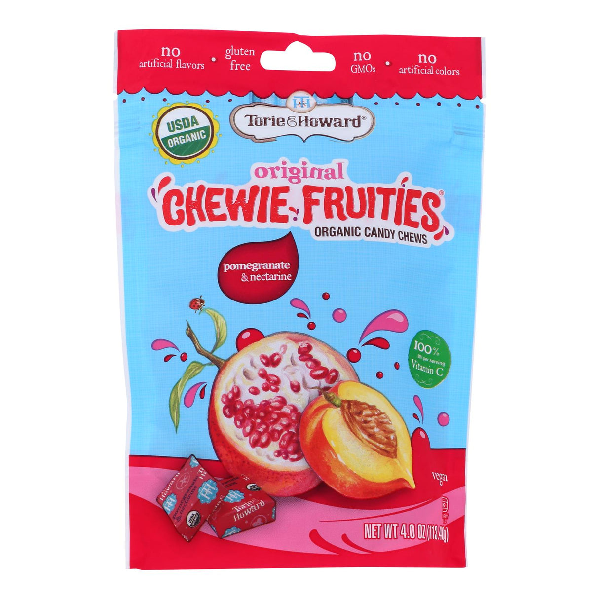 Torie and Howard Chewie Fruities - Pomegranate and Nectarine (Pack of 6, 4 Oz.) - Cozy Farm