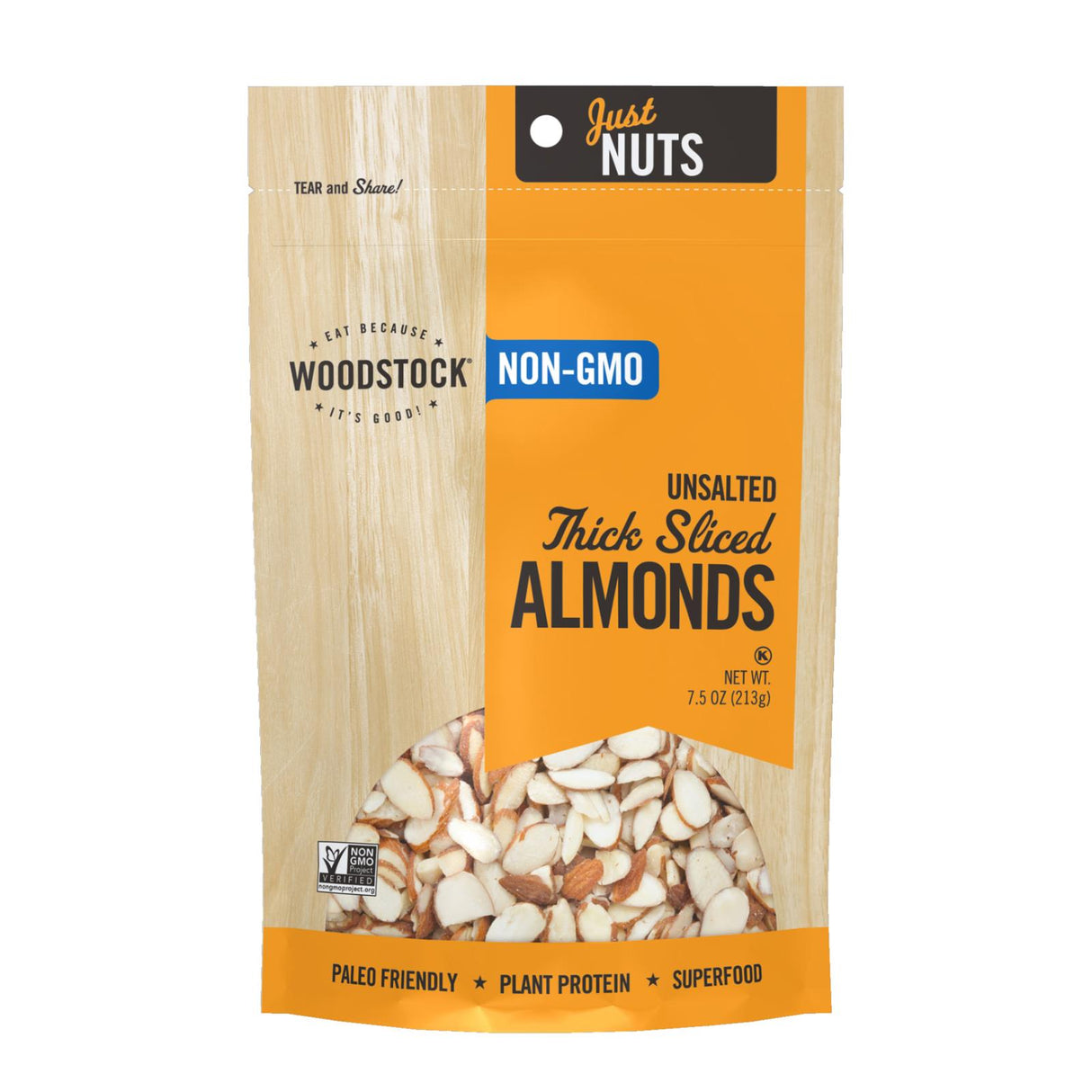 Woodstock Non-GMO Thick Cut Unsalted Almonds, 7.5 Oz (Pack of 8) - Cozy Farm