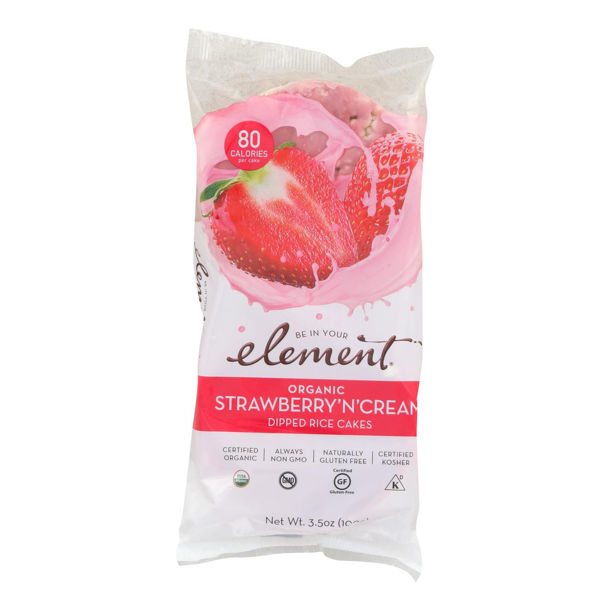 Element Organic Strawberry'n Cream Dipped Rice Cakes (Pack of 6 - 3.5 Oz) - Cozy Farm