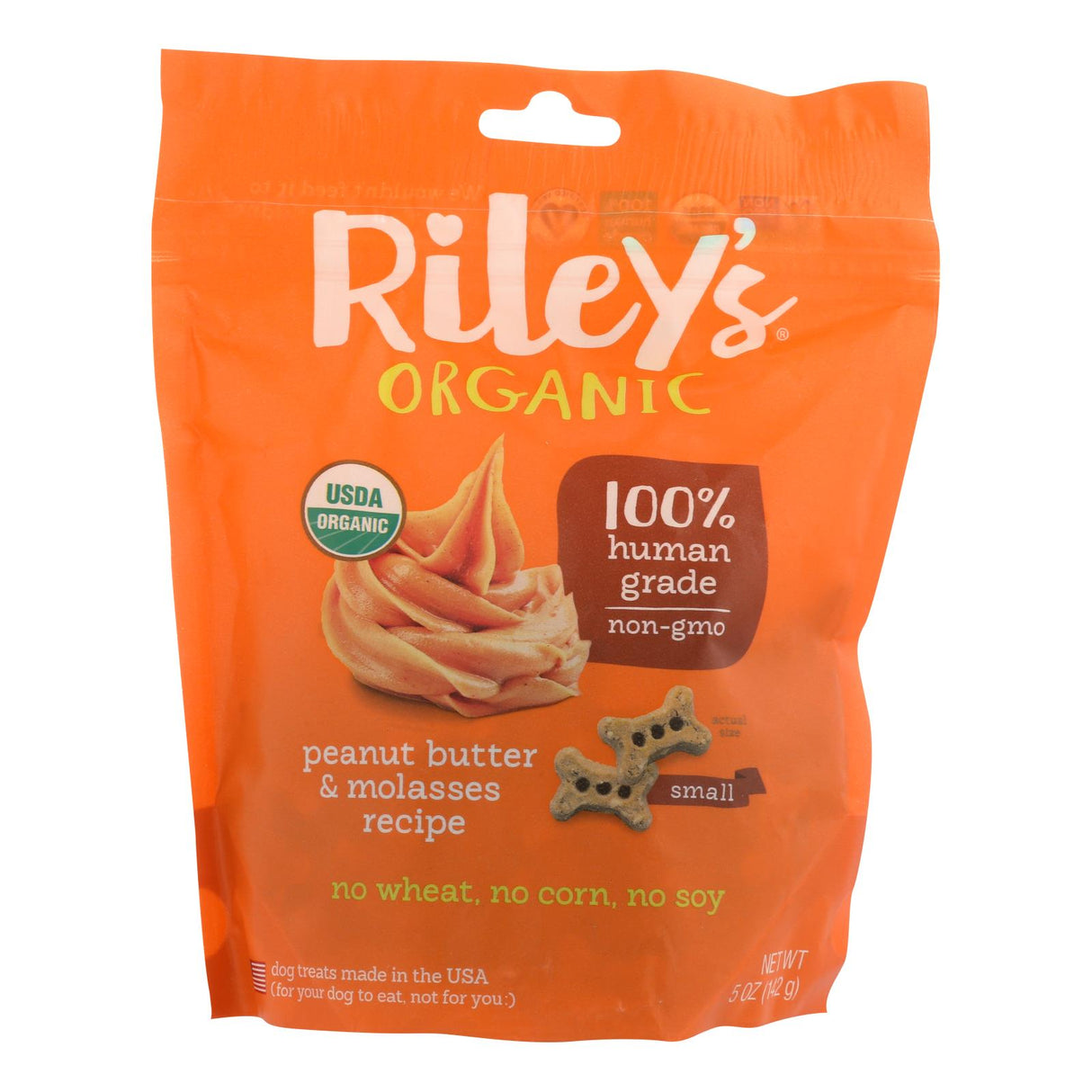 Riley's Organics Organic Dog Treats, Peanut Butter & Molasses Recipe, 5 Oz., Pack of 6 - Cozy Farm