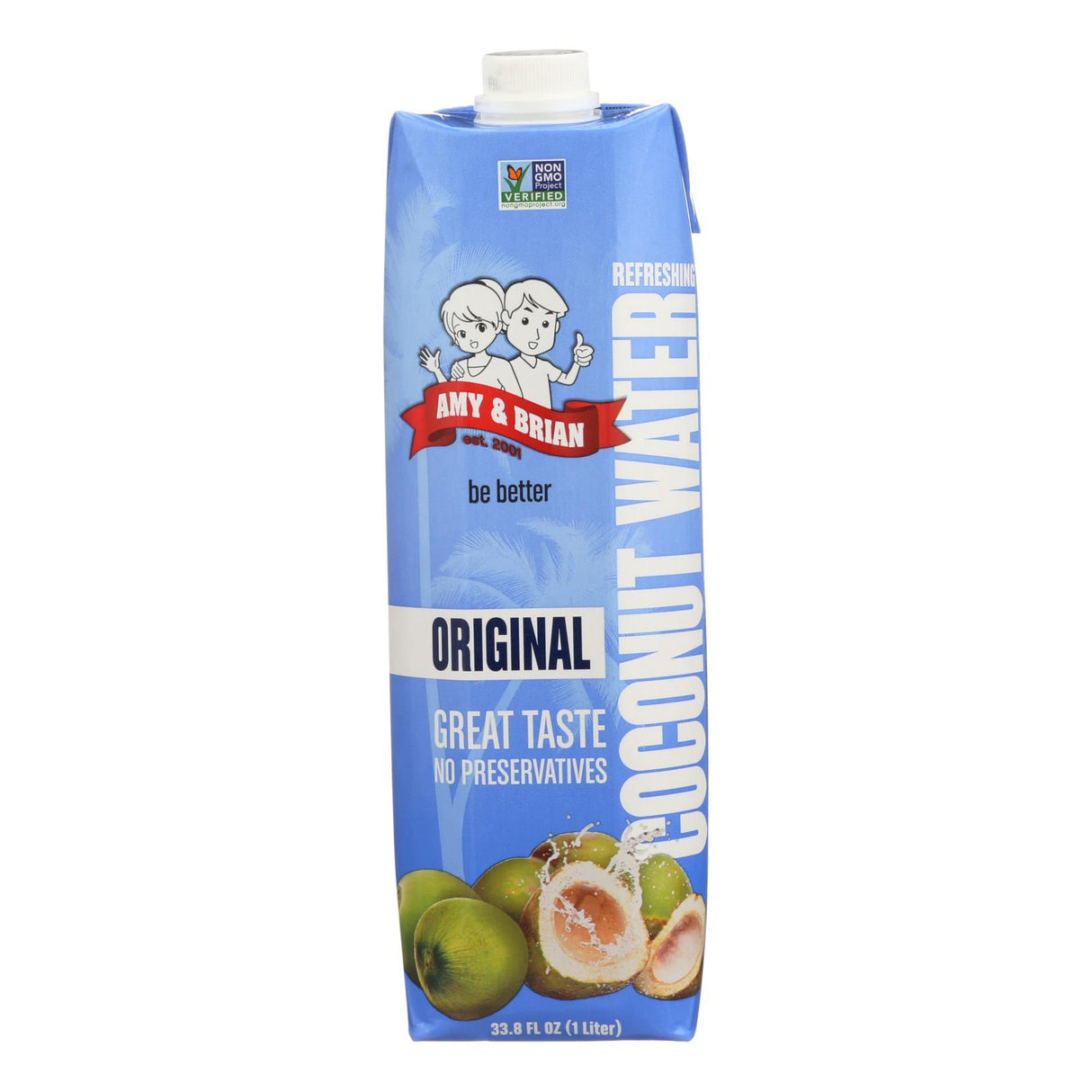 Amy and Brian Coconut Water, Original, 6 - 33.8 Fl Oz Bottles - Cozy Farm