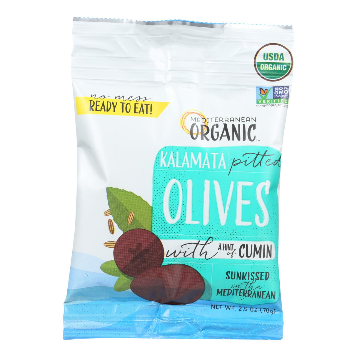 Mediterranean Organic Kalamata Pitted Olives with Herbs & Spices 12-Pack 2.5 Oz - Cozy Farm