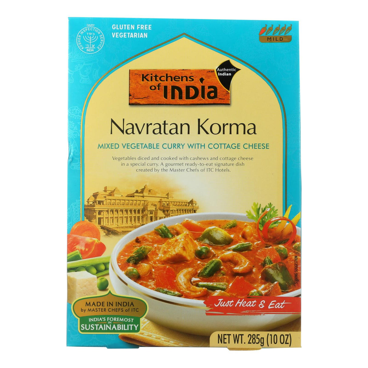 Kitchen Of India Dinner - Mixed Vegetable Curry with Paneer Navratan Korma - 10 Oz (Pack of 6) - Cozy Farm