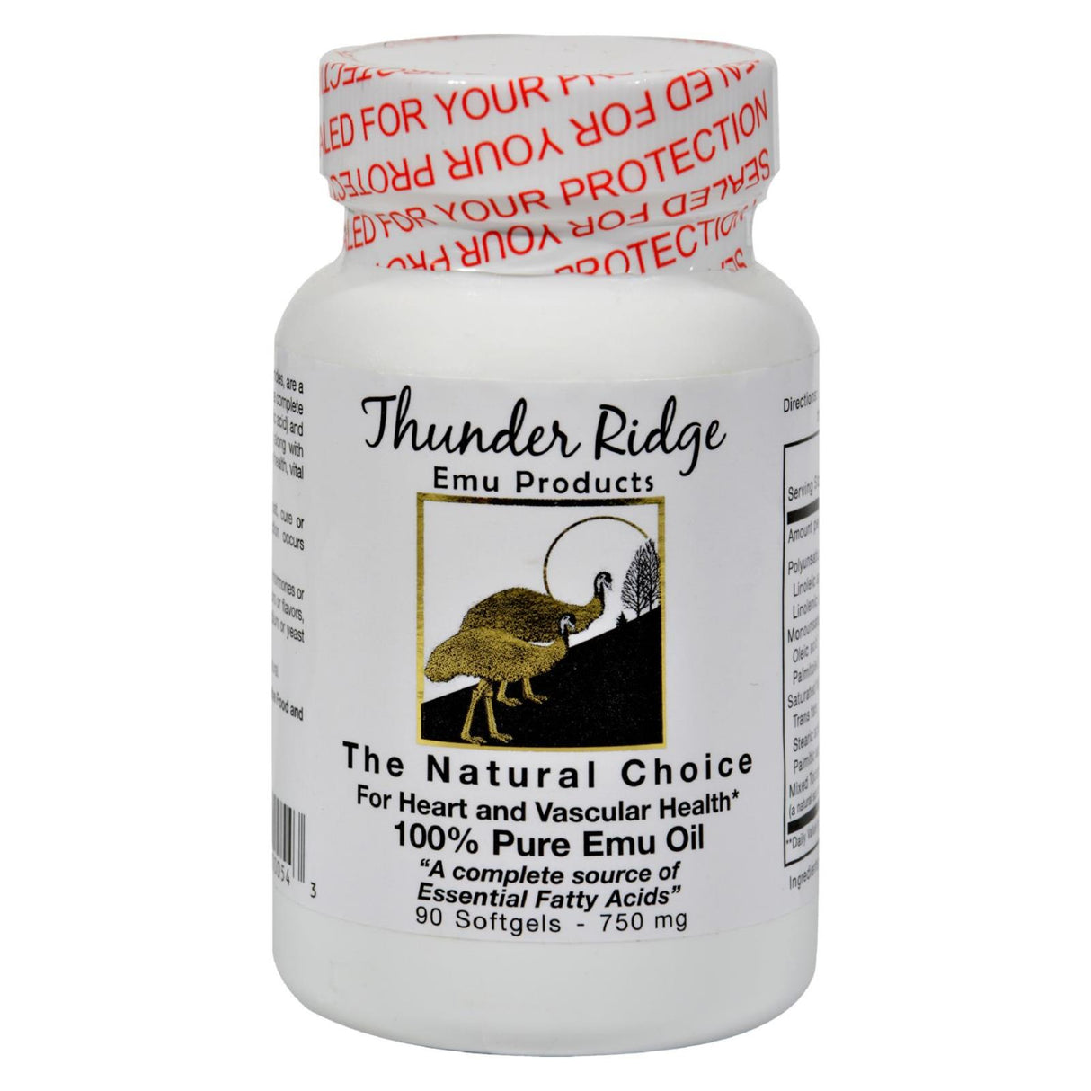 Thunder Ridge 100% Pure Emu Oil - 750mg (90 Softgels) - Cozy Farm