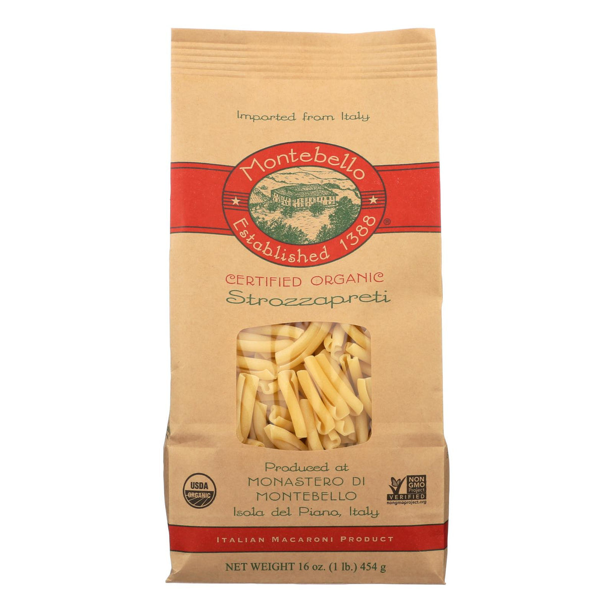 Montebello Organic Pasta Strozapreti, 1 lb (Pack of 12) - Cozy Farm