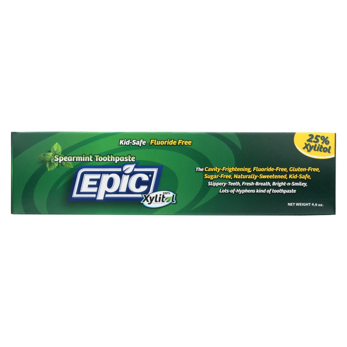 Epic Dental Fluoride-Free Xylitol Toothpaste (Spearmint Fresh Breath, 4.9 Oz.) - Cozy Farm