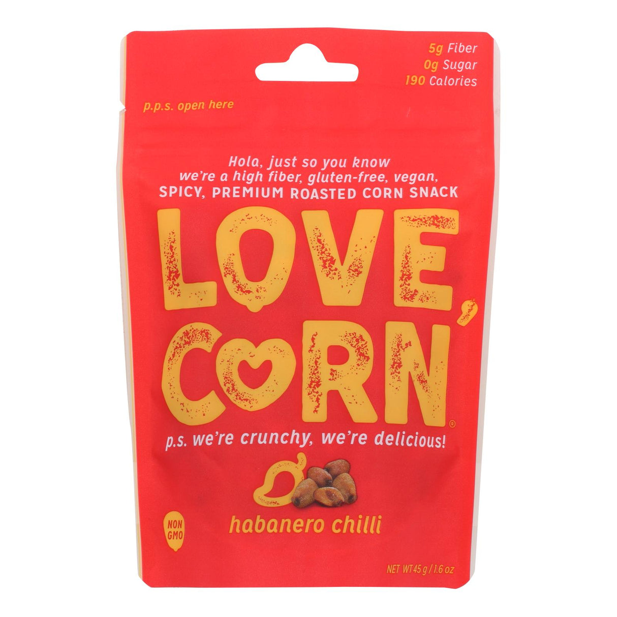 Love Corn Roasted Corn Habanero 10-Pack 1.6 Oz. Bags - Cozy Farm