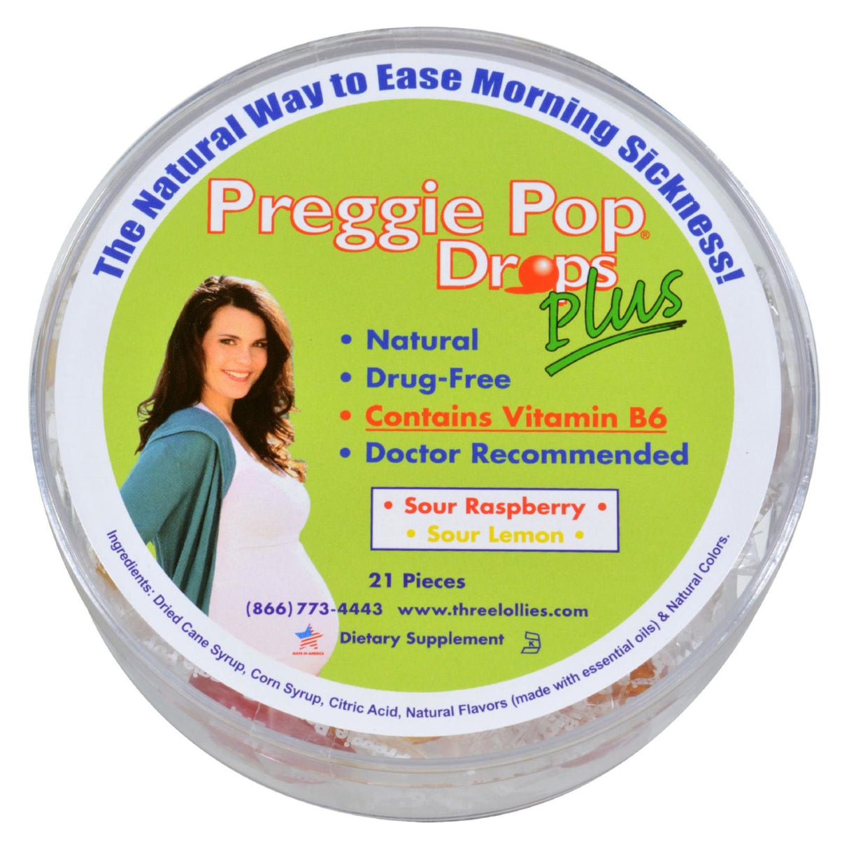 Preggie Drops Plus Morning Sickness Relief Lollies, Vitamin B6, Pack of 21 - Cozy Farm