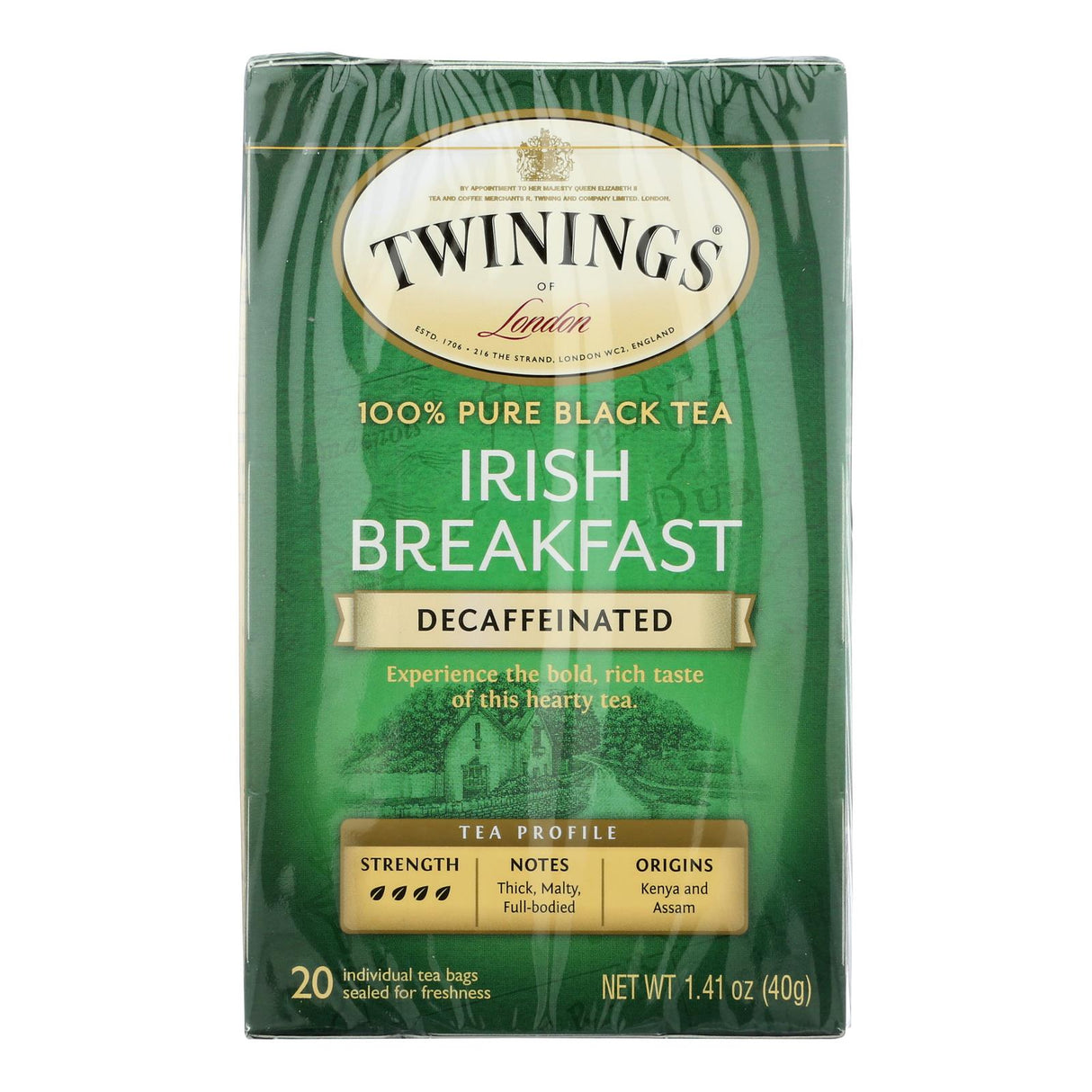 Twinings Breakfast Irish Decaf Black Tea, 20 Tea Bags (Pack of 2) - Cozy Farm