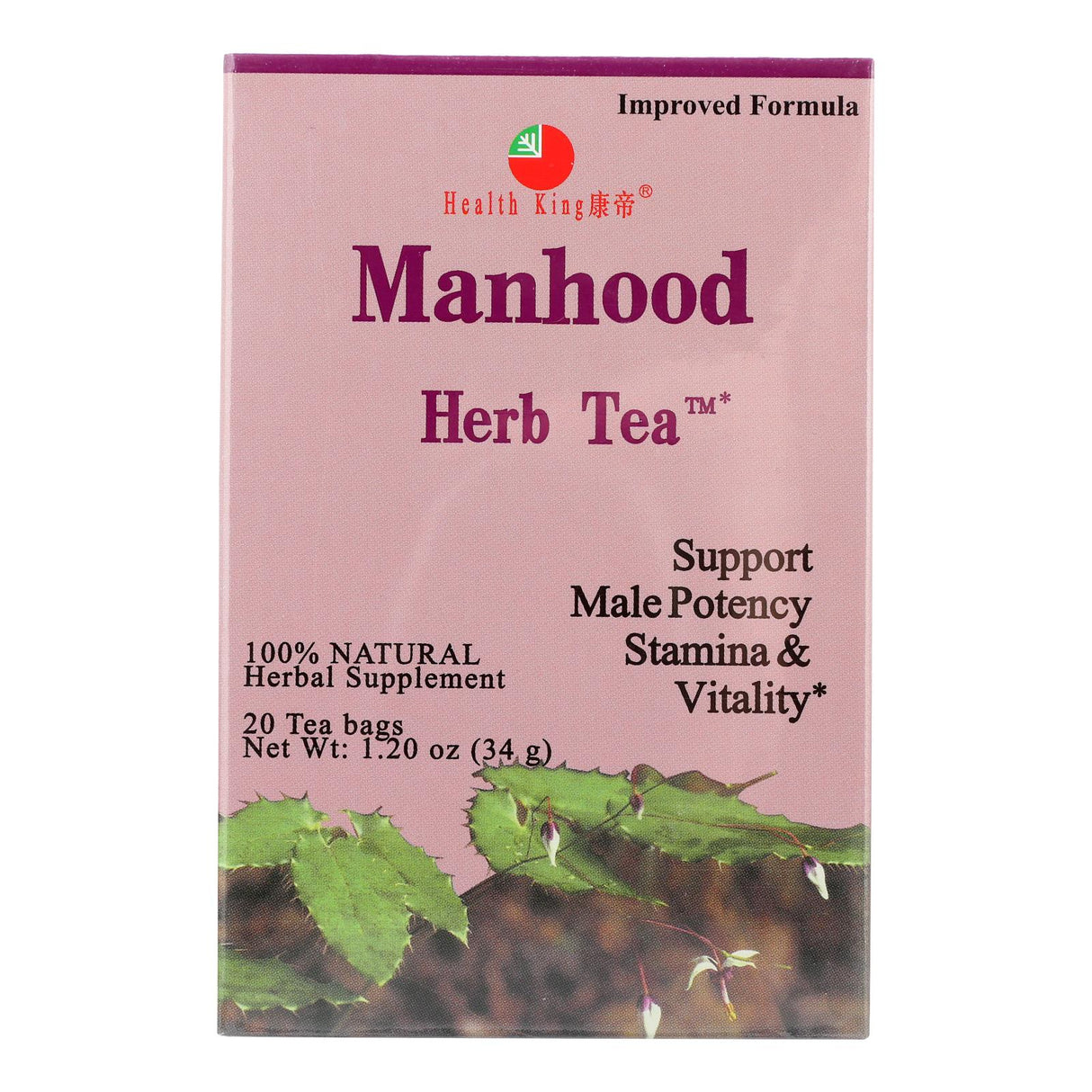 Health King Manhood Herb Tea - 20 Tea Bags - Herbal Supplement for Male Enhancement - Cozy Farm