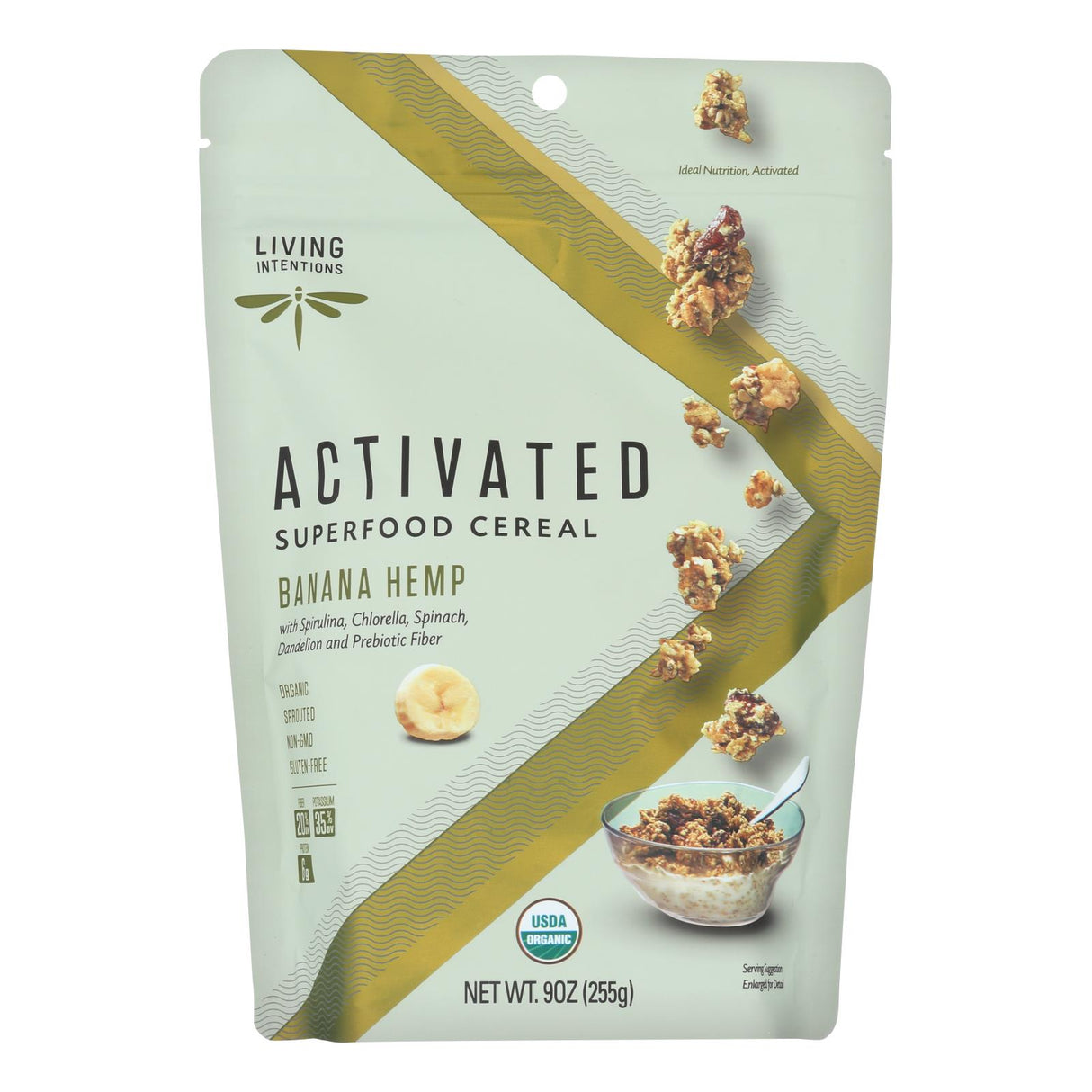 Living Intentions Activated Superfood Cereal, Banana Hemp 6-Pack, 9oz Each - Cozy Farm