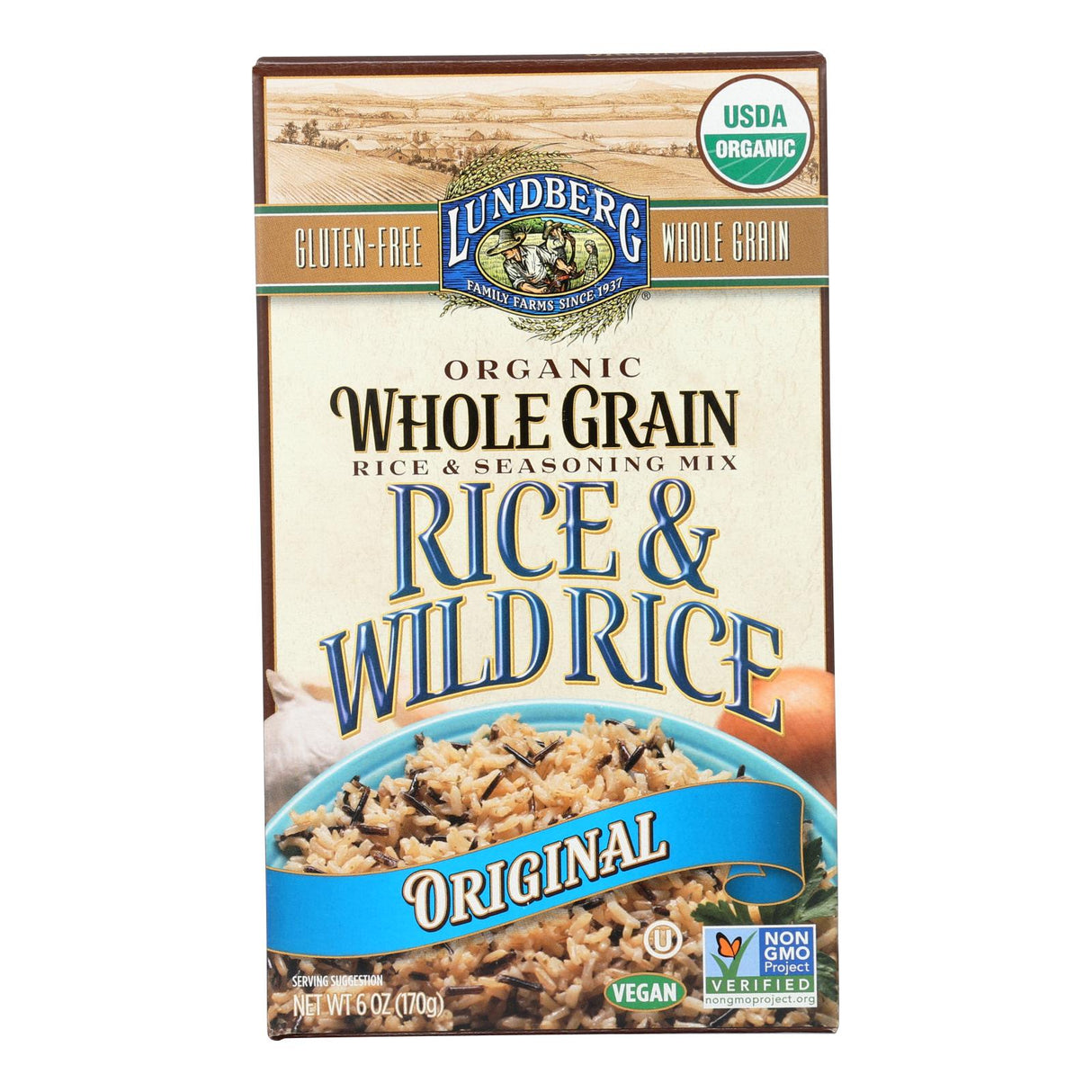 Lundberg Family Farms Organic Whole Grain Original Wild Rice, 6 Pack of 6 Ounces - Cozy Farm
