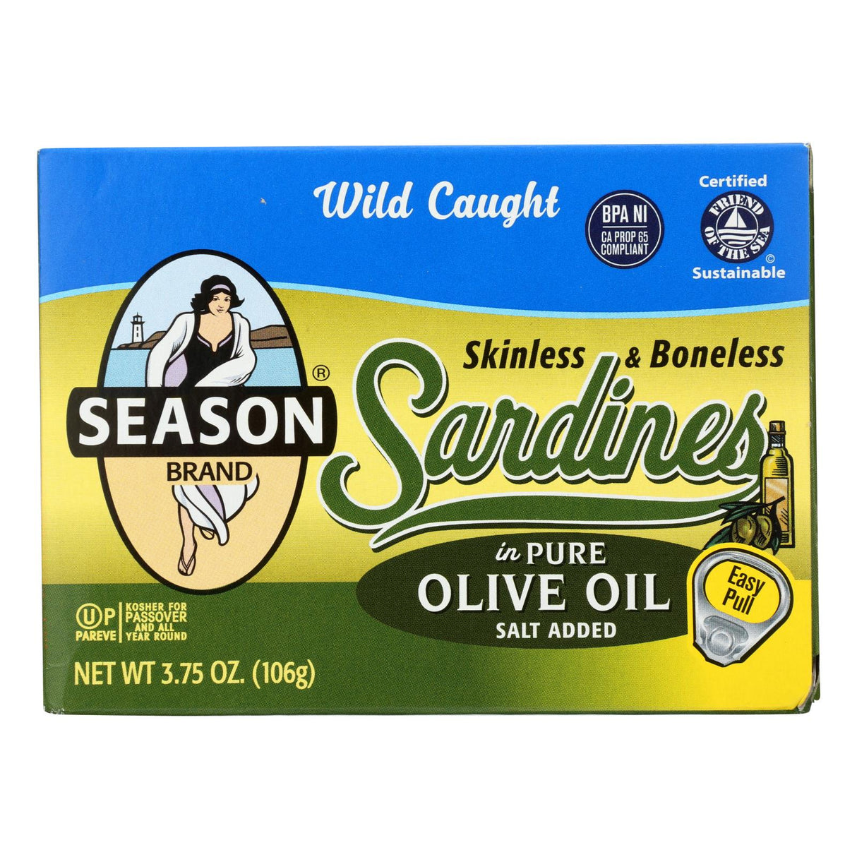 Skinless & Boneless Sardines in Pure Olive Oil, 3.75 Oz (Pack of 12) - Cozy Farm