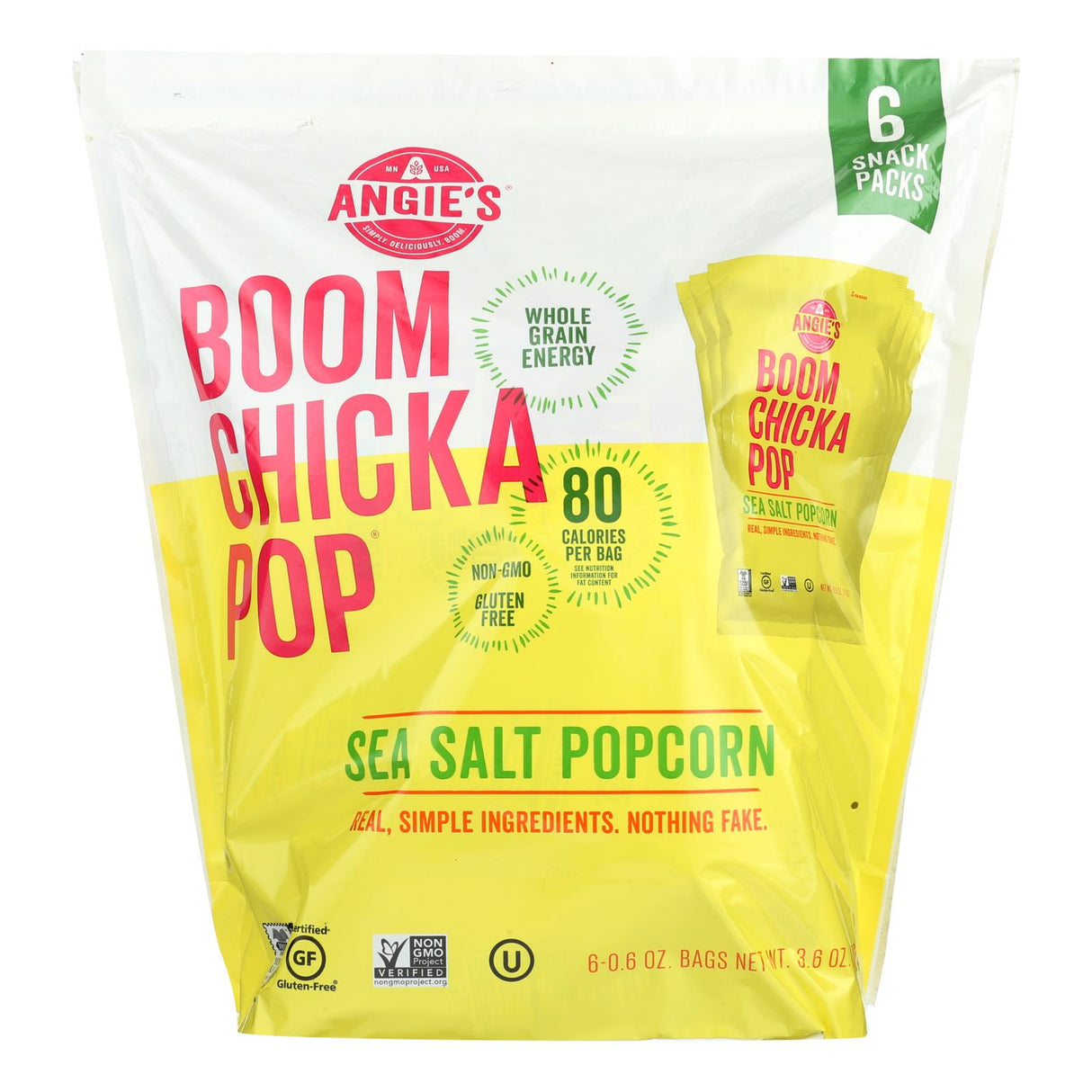 Boomchickapop Angie's Kettle Corn Popcorn - Sea Salt - Pack of 4, 6.6 Oz Bags - Cozy Farm
