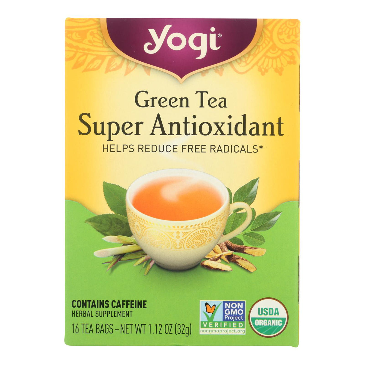 Yogi Green Tea Super Anti-Oxidant Pack of 6 - 16 Tea Bags Each - Cozy Farm