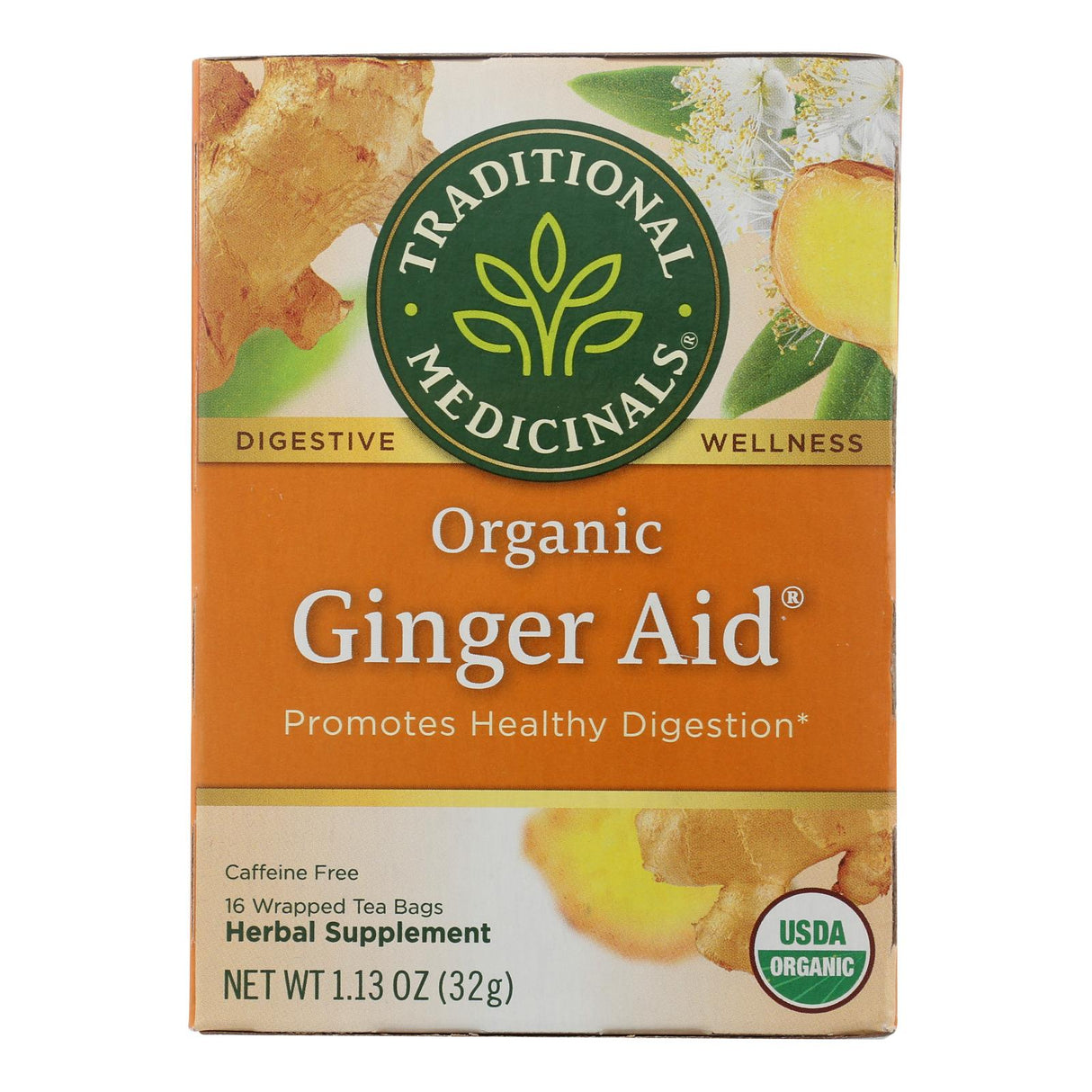 Traditional Medicinals Organic Ginger Aid Herbal Tea, 16 Tea Bags (Pack of 6) - Cozy Farm