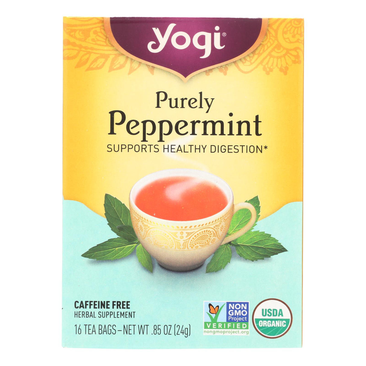 Yogi Purely Peppermint Organic Herbal Tea (Pack of 6 - 16 Tea Bags) - Cozy Farm