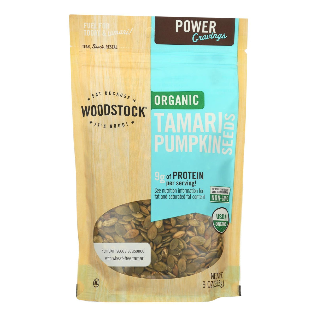 Woodstock Organic Tamari Pumpkin Seeds, 9 Oz (Pack of 8) - Cozy Farm