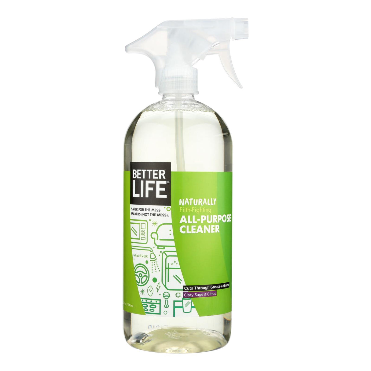 Better Life All-Purpose Cleaner Clary Sage Citrus, Pack of 6, 32 Fl. Oz. - Cozy Farm
