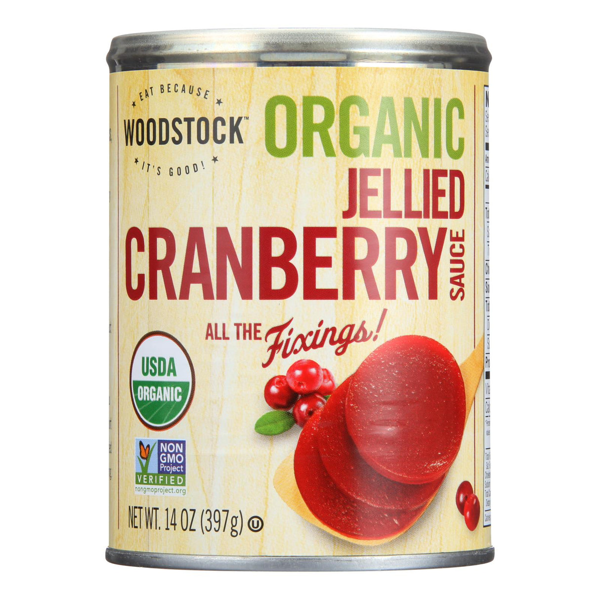 Woodstock Organic Tart and Tangy Jellied Cranberry Sauce (Pack of 12 - 14 Oz.) - Cozy Farm