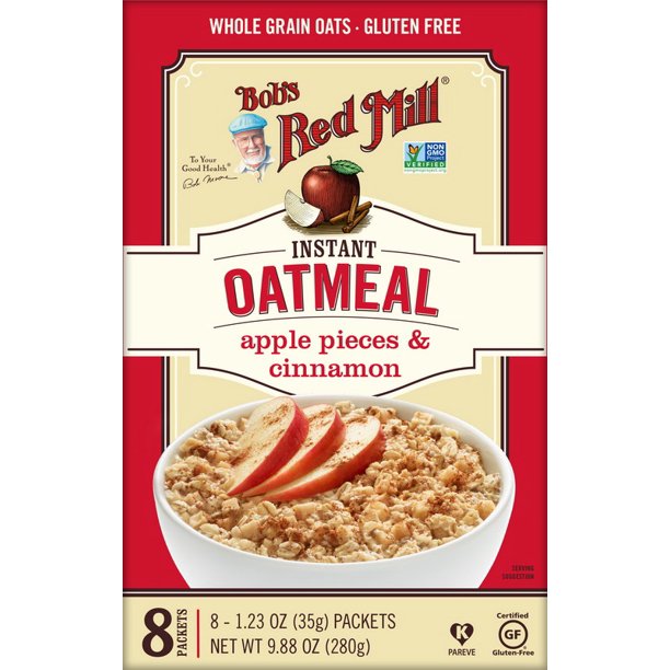 Bob's Red Mill Instant Oatmeal, Apple Cinnamon, Gluten-Free, 9.88 Oz. (Pack of 4) - Cozy Farm
