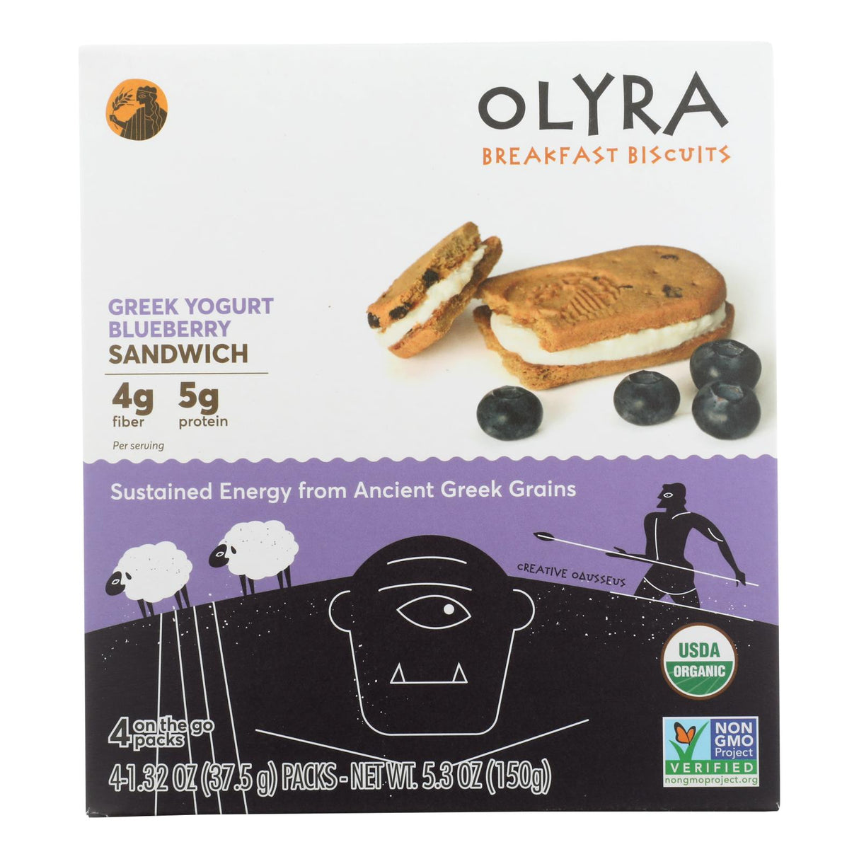 Olyra Breakfast Sandwich Biscuit with Greek Yogurt & Blueberry Filling (Pack of 6) - Cozy Farm