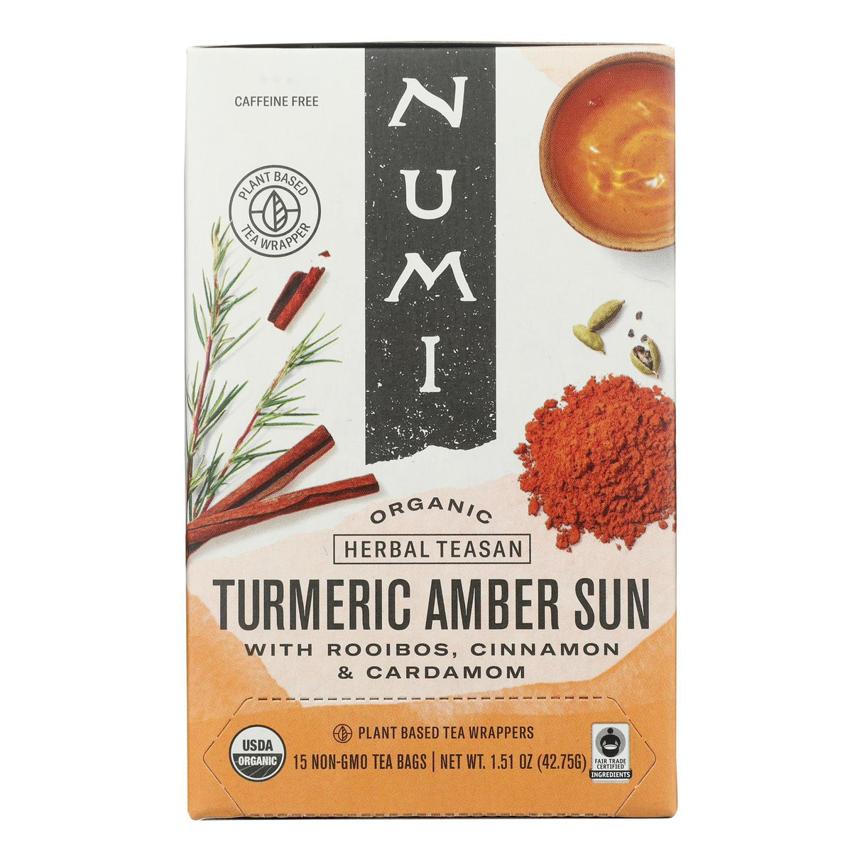 Numi Tea - Turmeric Amber Sun Tea (Pack of 6 - 15 Bags) - Cozy Farm
