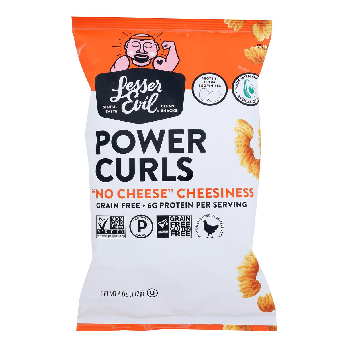 Lesser Evil, Organic Power Curls No Cheese Cheesiness, Case Of 9, 4 oz - Cozy Farm