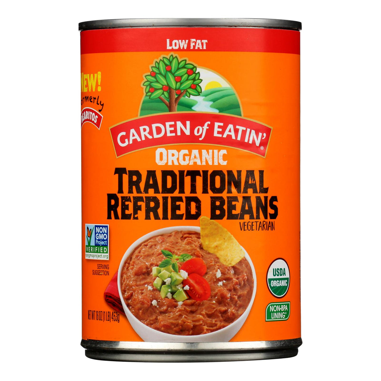 Garden of Eatin' Refried Beans - Traditional Low Fat - 12 x 16 oz Cans - Cozy Farm