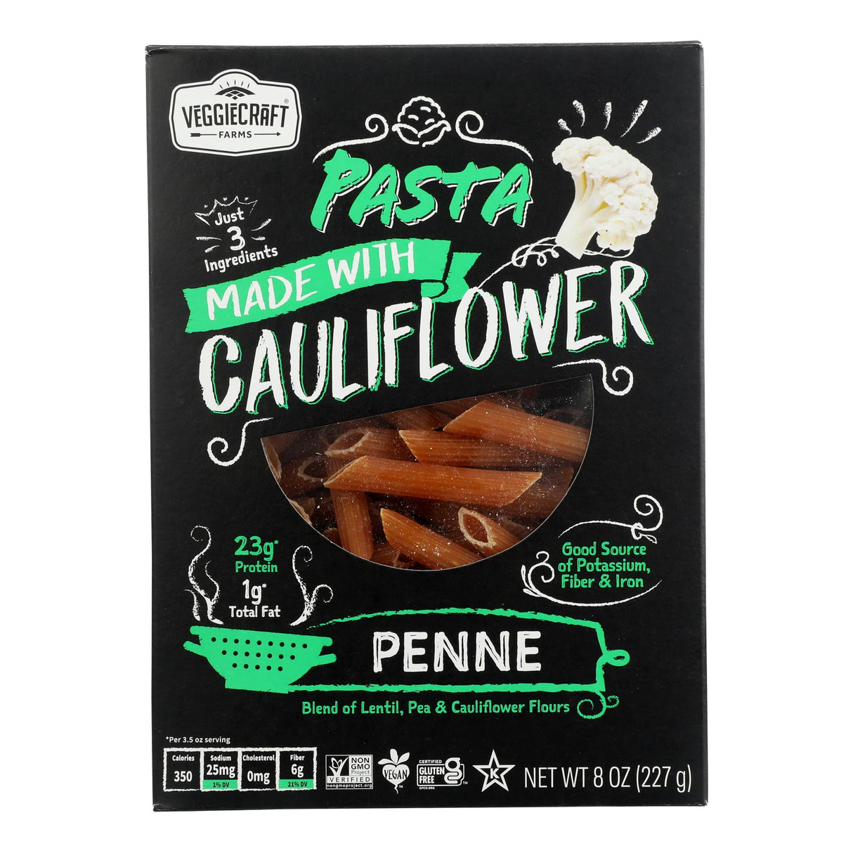 Veggiecraft Cauliflower Penne Pasta (Pack of 12 - 8 Oz) - Cozy Farm