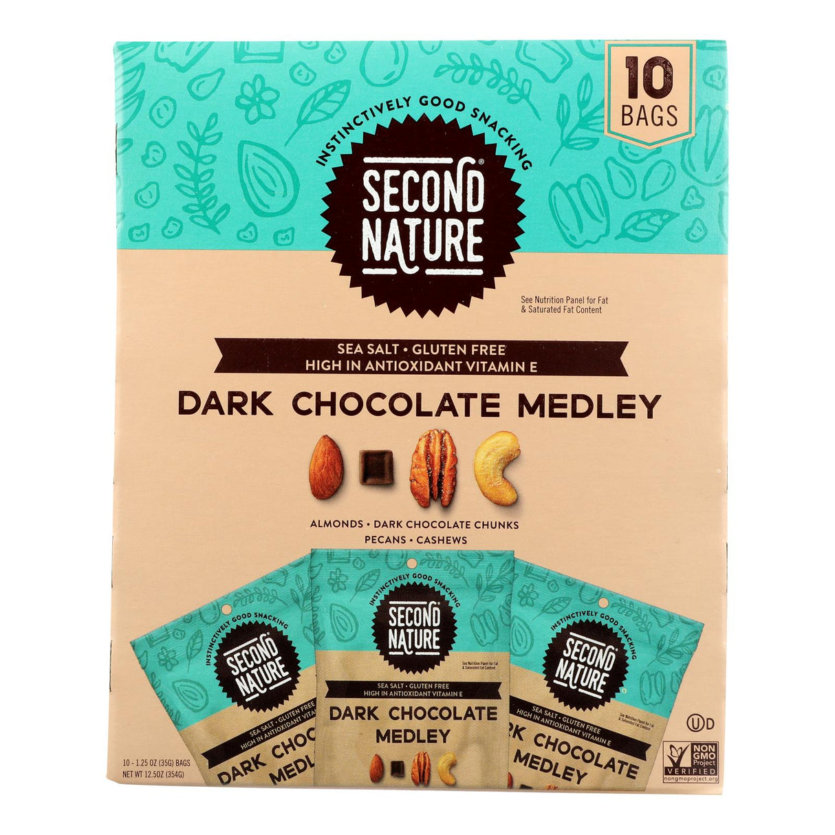 Second Nature Dark Chocolate Nut Medley (Pack of 4 - 1.25 Oz) - Cozy Farm