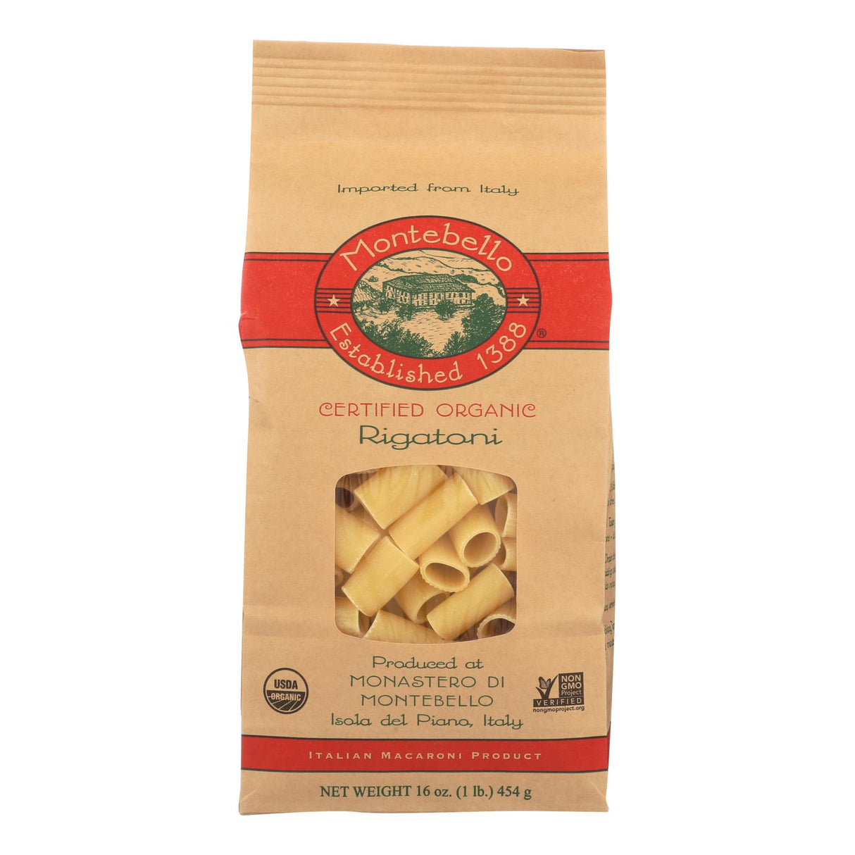 Montebello Organic Rigatoni Pasta, 1 lb (Pack of 12) - Cozy Farm