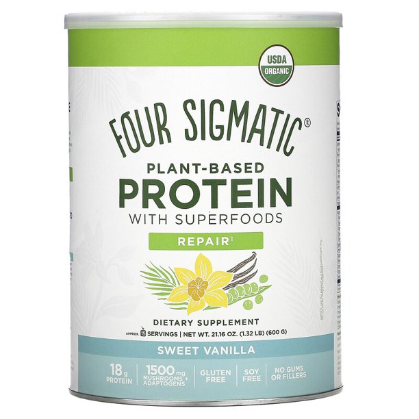 Four Sigmatic - Plant Based Protein With Superfood - Sweet Vanilla 21.16 Oz - Cozy Farm