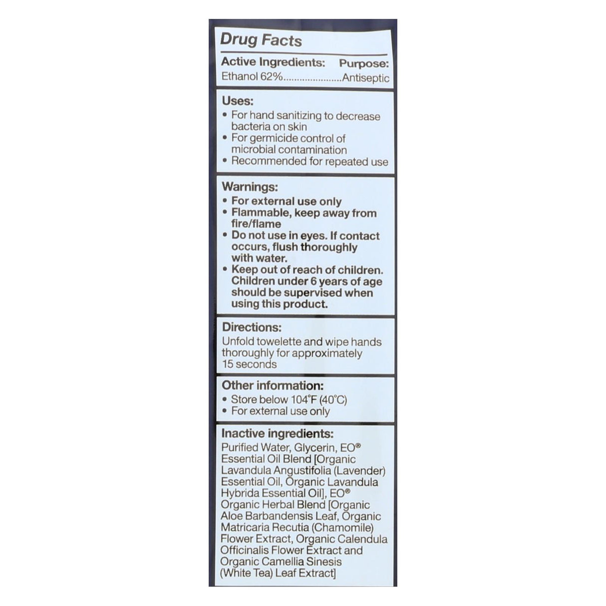 Eo Hand Sanitizer Wipes Display Center - Lavender (Pack of 6 - 10 Pack) - Cozy Farm