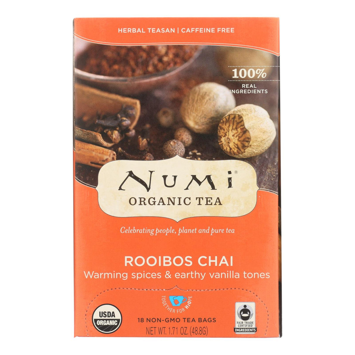 Numi Organic Herbal Tea: Rooibos Chai, 18-Bag Pack - Cozy Farm