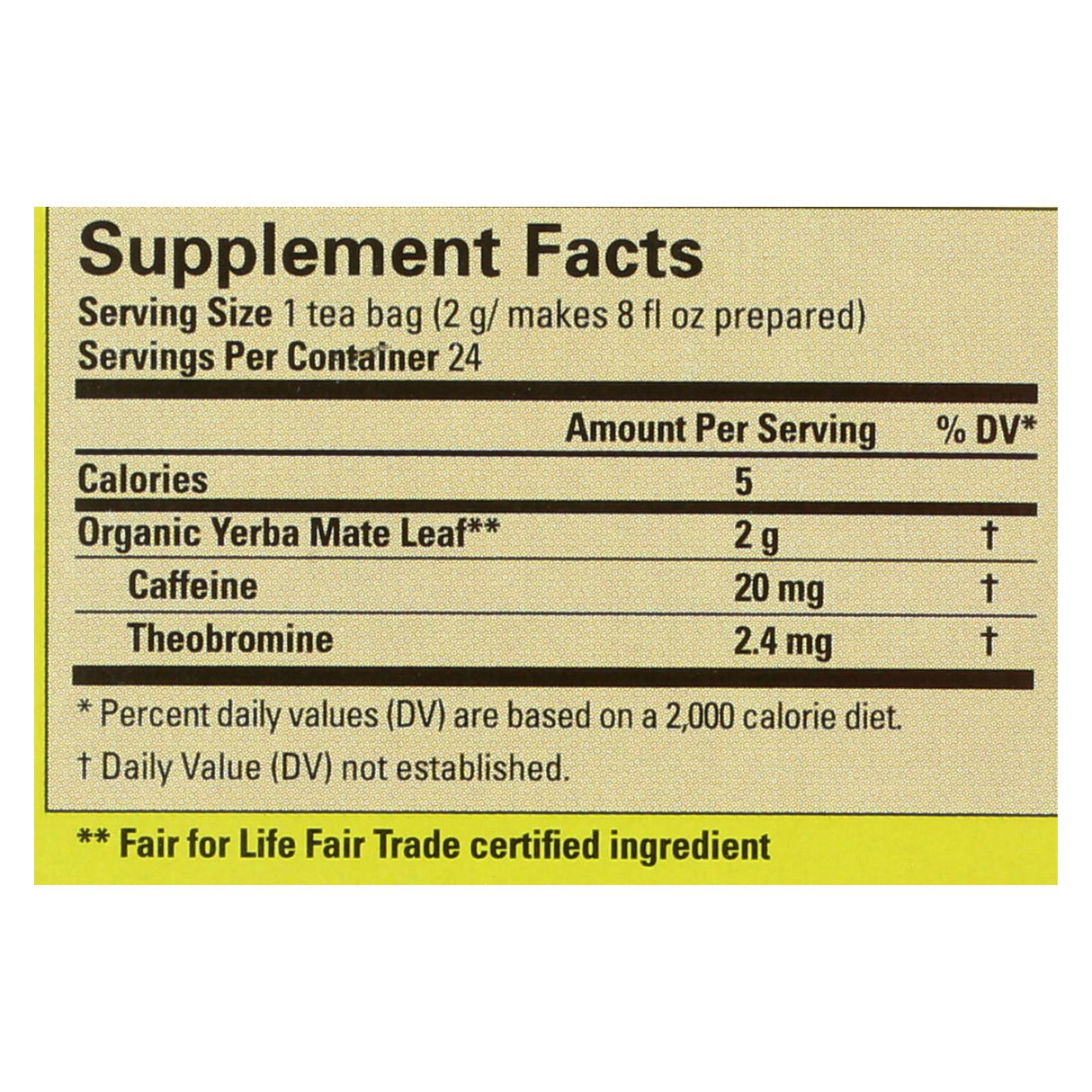 Ecoteas Unsmoked Organic Yerba Mate Green Energy Tea Bags 6 Pack 24 Bags - Cozy Farm