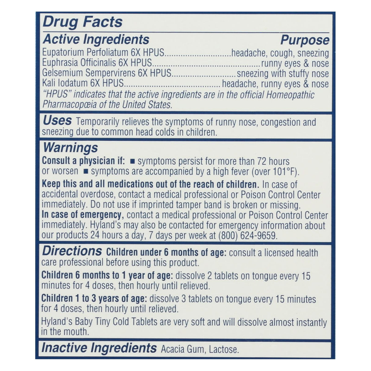 Hyland's Homeopathic Baby Cold Relief Tablets (125ct) - Cozy Farm