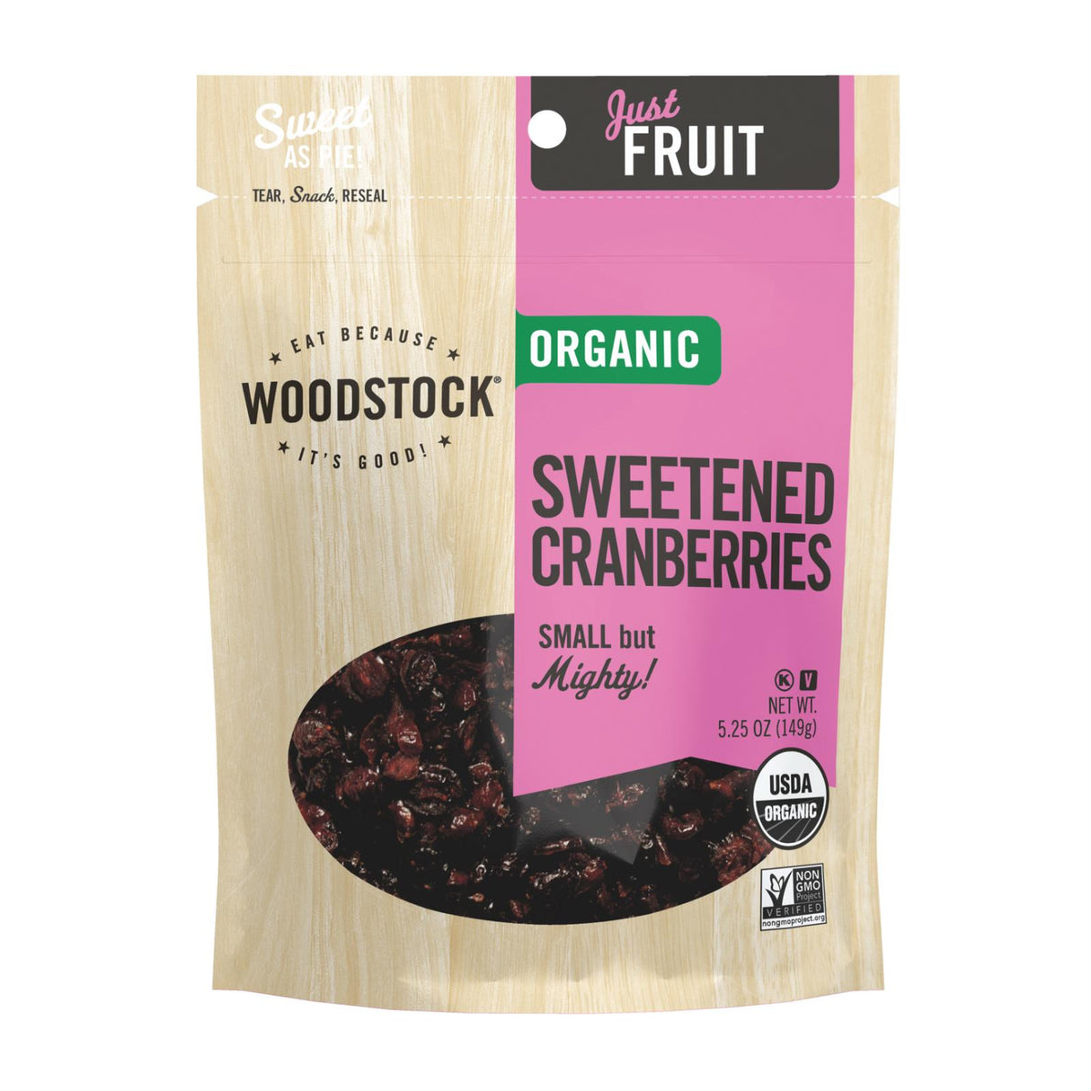 Woodstock Organic Premium Quality Dried Sweet Cranberries (Pack of 8 - 5.25 Oz.) - Cozy Farm