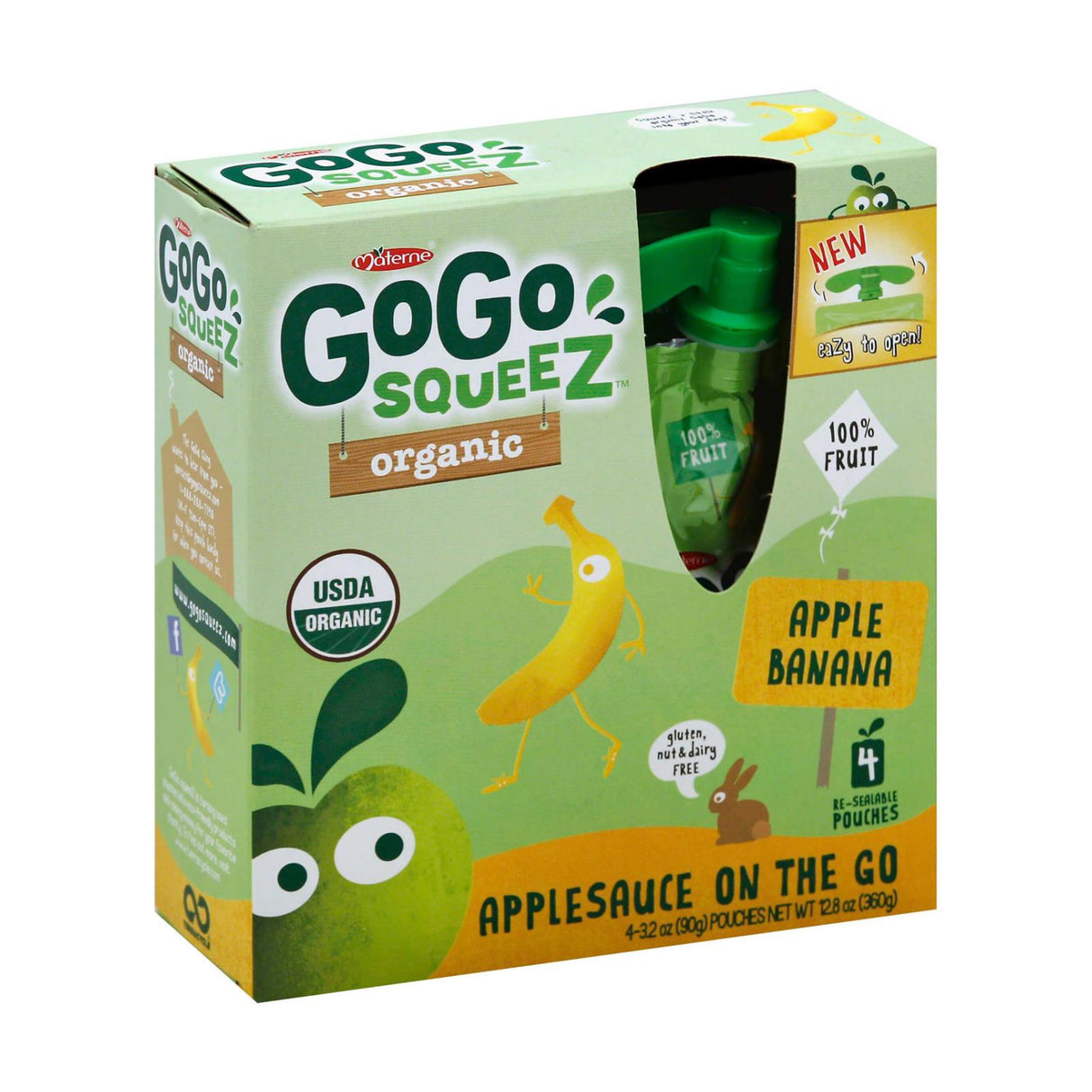 Gogo Squeez Apple Applesauce, Banana, 3.2 oz. (Pack of 12) - Cozy Farm
