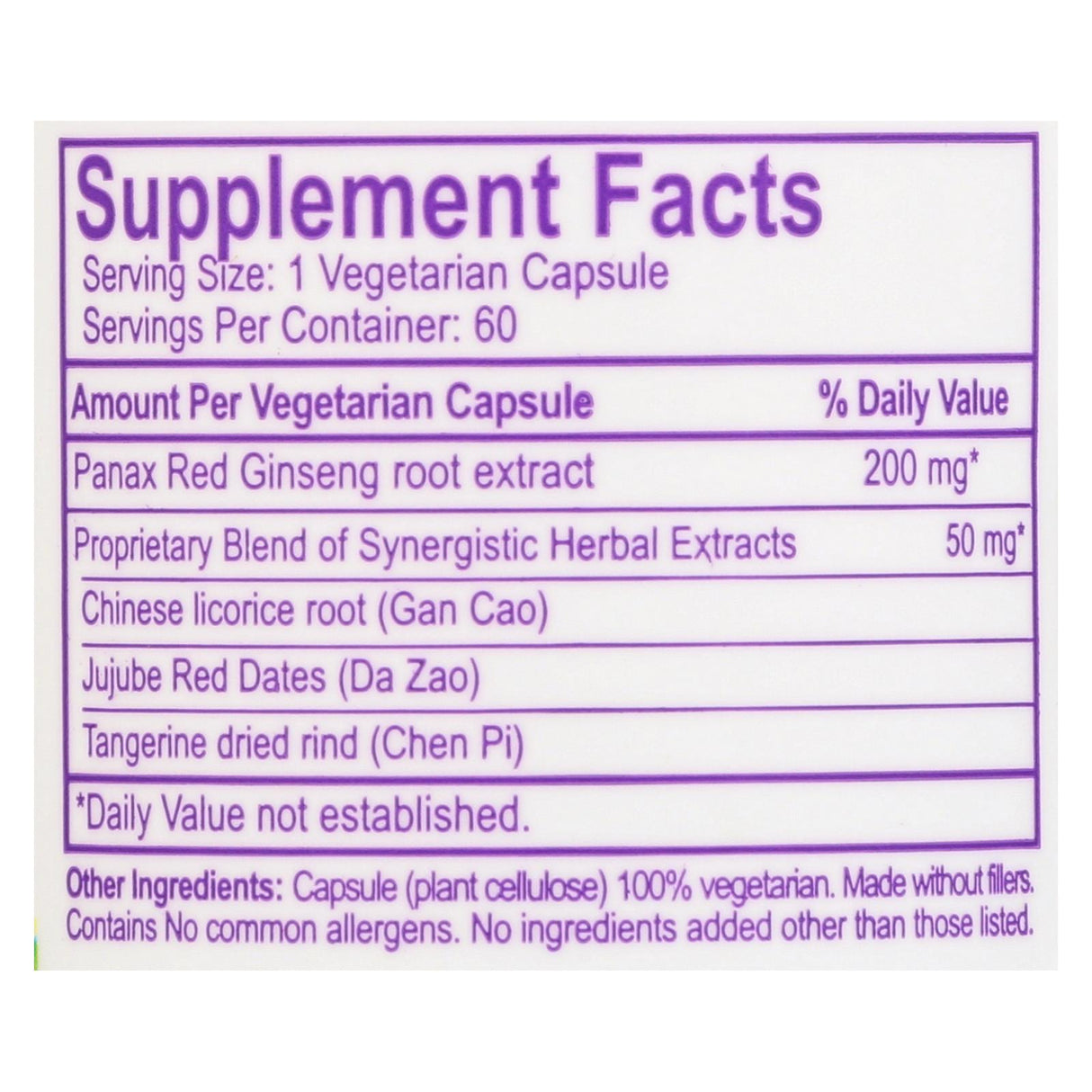 Paradise Herbs Panax Red Ginseng (60 Vegetarian Capsules) - Cozy Farm